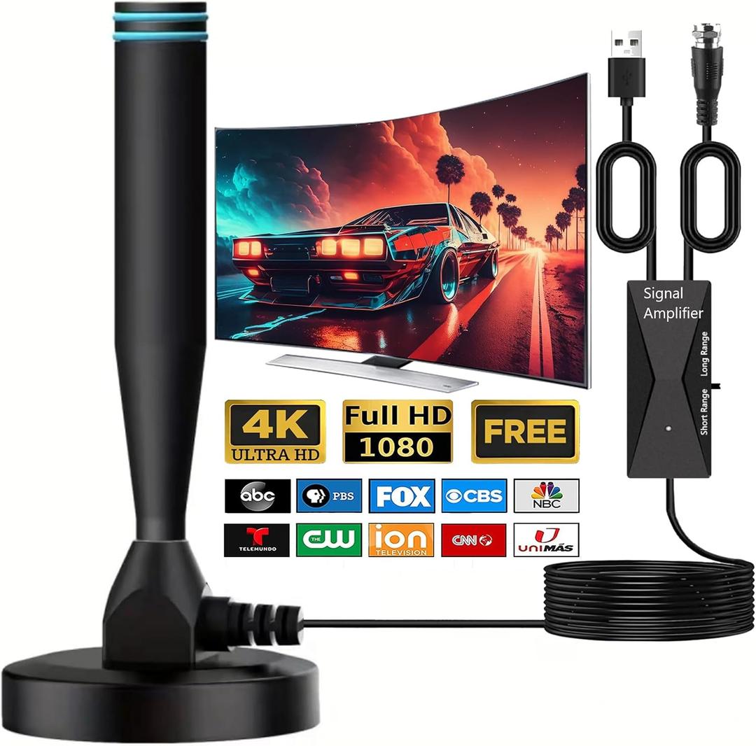 2026 Upgraded Indoor HD TV Antennas for Local Channels, New Digital Antenna for Smart TV with Long Range Amplifier Signal Booster, Support 4K 1080p All Old TVs