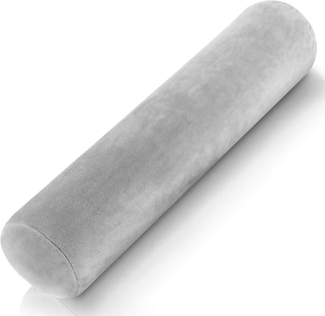 Prasacco Round Body Pillow Cover, Round Bolster Roll Body Pillowcase Full Body Pillow Case Pillowcase Soft Body Pillow Cover with Zipper for Bedroom, Living Room (7.9 x 47Inch/20 x 120cm, Gray)