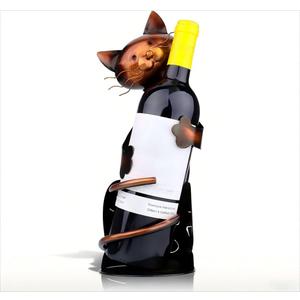 Cat Wine Rack Holder - Elegant Metal Wine Decor for Kitchen & Cat Lovers, Unique Wine Gifts for Women with Feline Themed Tabletop Display