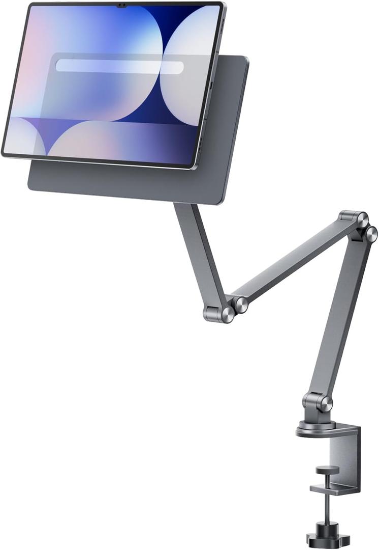 LULULOOK Magnetic Stand for Samsung Galaxy Tab S10/S9/S8 Ultra, Foldable Aluminum Alloy Arm Mount Desktop Holder for Samsung Galaxy Tab 14.6 inch SM-X920/SM-X910/SM-X900 (Space Gray)