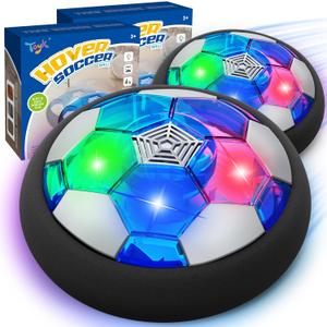 LED Hover Soccer Ball Boy Toys, Air Power Kids Training Ball Playing Football Indoor Outdoor Game, Birthday Gifts for Age 3 4 5 6 7 8-10 Years Old Boys Girls - Soccer (2PCS) (Blue+blue)