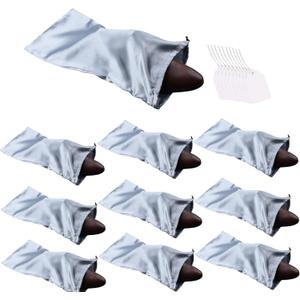 GONGKANGYUAN 10 Pack Shoe Bags for Travel Satin Fabric Shoe Bag with Drawstring for Men Women Travel Protecting Storing Shoes (Grey)