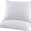 Vera Wang - Standard Down Alternative Pillow, Smooth & Breathable Cotton Bed Pillows, 400 Thread Count, Medium Weight Bedding for Year Round, 20" x 26" (White, 2 Piece)