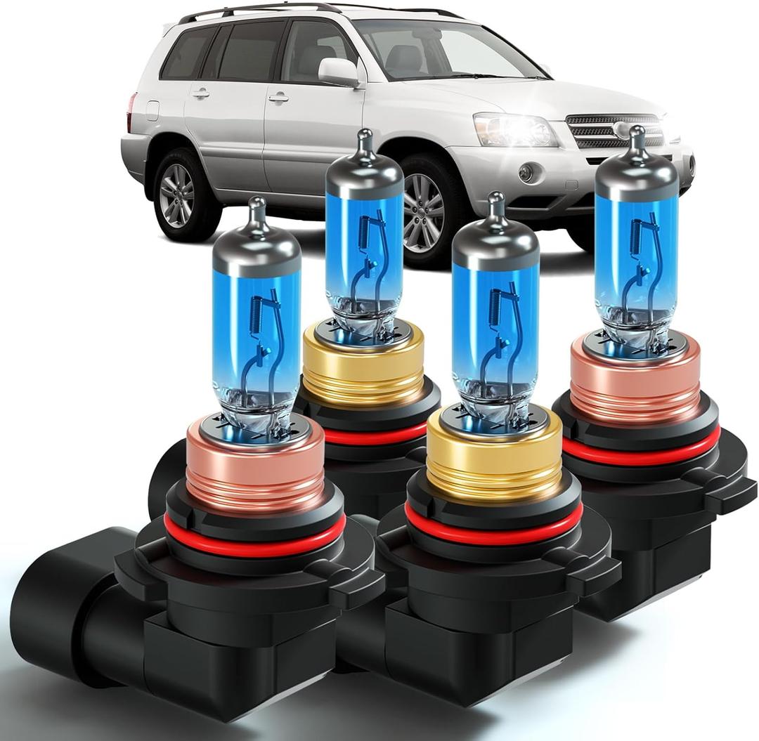 XFLHEHD Highlander Halogen Headlights Bulbs Fits for 2000-2007 Toyota Highlander, Ultra Bright 5000K White Highlander High Low Beam Light Bulbs Combo, Plug and Play, 4 Pack