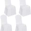 DREAMANIA 4pcs Chair Covers Stretch Parsons Skirt, Durable Washable Universal Chair Slipcover, Super Fit Spandex Chair Seat Protector Cover for Hotel, Ceremony, Home(White)