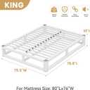 10 Inch King Size Bed Frame with Rounded Corner and Squeak Free U-Slot Design, Metal Platform Bed Frames 6 Non-Slip Guards, 3500lbs Heavy Duty Steel Slat Support, No Box Spring Needed, White