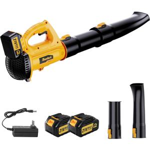 Leaf Blower Cordless with 4.0Ah Battery and Charger, 6 Speed Mode, 250MPH High Speed Lightweight Electric Leaf Blowers Cordless for Lawn Care, Patio, Garden Cleaning and Dust (Yellow)