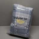 Full Size Comforter Sets, Light Blue Plaid Bedding Set 7 Piece for Boys Girls Teen, Classic Homestead-Style Kids Comforter Set Bed in A Bag with Sheets, Pillowcases & Shams