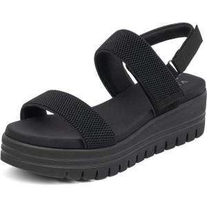 VJH confort Women's Wedge Sandals, Open Toe Ankle Strap Casual Platform Sandals (8.5, Black)