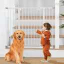 keny 36" Extra Tall Baby Gate for Stairs, 29"-42.5" Wide Auto Close Dog Gate, Pressure Mounted Easy Walk Through Pet Gate for Doorways, Durable Safety Stair Gate, White