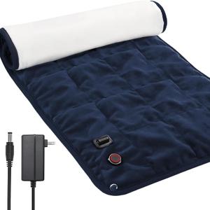 OKK Weighted Heating Pad, Heating Pad for Back Pain Relief, 33"x17" Extra Large Full Body Portable Weighted Heated Pad for Cramps Neck Shoulder, 2lb, 3 Heat Settings, 3 Hours Auto Off Heat Pad (Dark Blue)