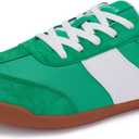 WHITIN Women's Wide Toe Box Barefoot Shoes | Fashion Suede Patchwork Design | Zero Drop Sole (Green Gum),