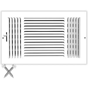 HVAC Premium 16'' X 8'' 3-Way AIR Supply Grille - Vent Cover & Diffuser - Flat Stamped Face - White [Outer Dimensions: 17.75''w X 9.75''h]