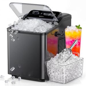 Nugget Ice Maker Countertop, Soft Chewable Pellet Ice, 35lbs/Day | Stainless Steel Ice Maker Ready in 6 Mins with Touch Screen, Auto Ice Drop, Self-Cleaning, Scoop Included for Kitchen Office