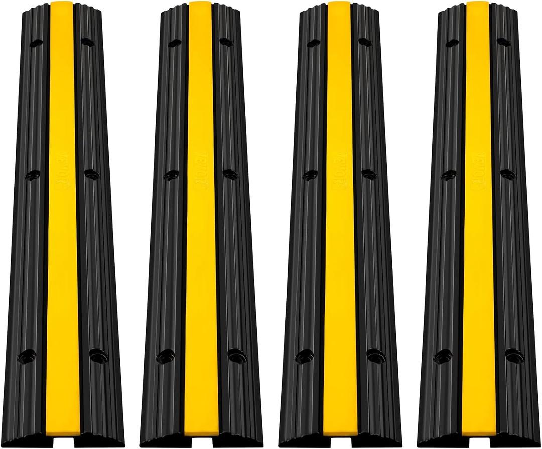 VEVOR Rubber Cable Protector Ramp, 4 Pack, 1 Channel Heavy Duty Traffic