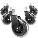Office Chair Wheels Replacement Rubber Chair Casters for Hardwood Floors and Carpet, Set of 5, Heavy Duty Roller Blade Casters for Chairs Smooth & Silence Gliding Gaming Chair Wheels (Black)