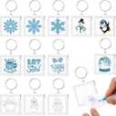 Siifert 24 Pcs Winter Acrylic Keychains Crafts Color Your Own Acrylic Keychains Bulk DIY Paper Crafts Kit for Adult Party Favor Gifts Activities, 12 Styles