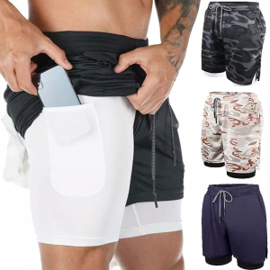 3 Pack JWJ Mens 2 in 1 Running Shorts Quick Dry Gym Athletic Workout Clothes with Side Pockets, Medium Size