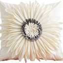 QWINEE 3D Flower Decor Throw Pillow Covers Pillowcases Cushion Covers for Home Bed Room Decor 18x18 Inch White B