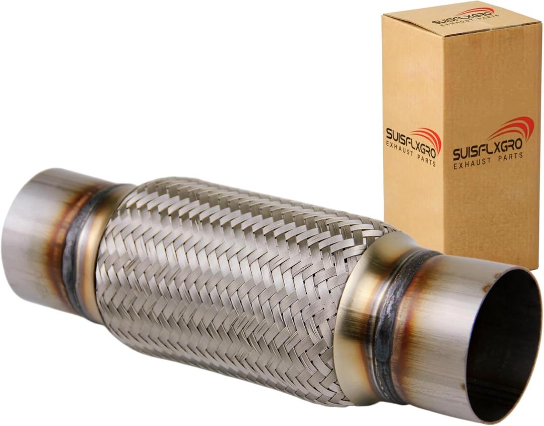 Exhaust Flex Pipe Universal Type 100% Stainless Steel For Heavy Duty and Cars (1 PC, 3.0X8X12)