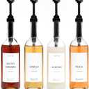 Demi's Home 25.4 oz 750 ml Glass Coffee Syrup Dispenser for Coffee Bar - 4 Pack - Comprehensive Label Set &  oz Pumps Included