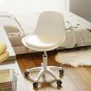 Small Cute Swivel Armless Chair, Padded Cushion, Height Adjustable for Home Office Study Vanity (White)