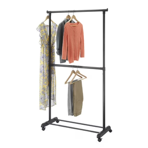 Whitmor 2-Tier Rolling Garment Rack - Matte Black, 18.5 L x 36.5 W x 70.0 H inches