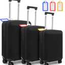 Paterr 3 Pieces Luggage Cover Travel Suitcase Protector Anti Scratch with 3 Pcs Plastic Luggage Tags 20/24/ 28 Inch Suitcase Cover Protector Washable Fits 18 to 28 Inch 3 Sizes, black