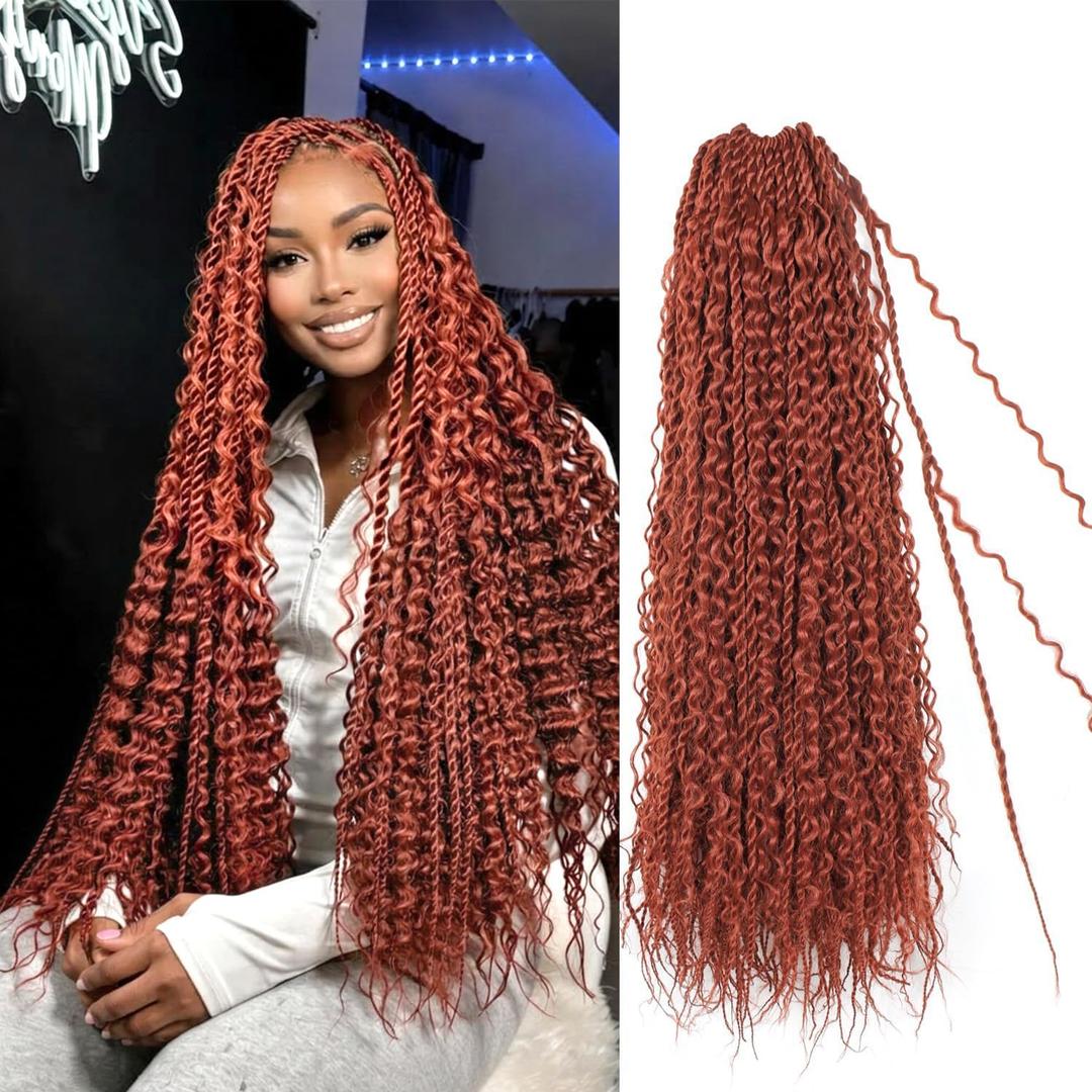 Boho Island Twist Crochet Hair 24 inch Senegalese Twist Crochet Hair with Soft Curly Ends 8 Packs Pre-looped Bohemian Goddess Twist Synthetic Braids Crochet Hair for Black Women (24Inch,#350)
