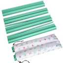 LUMIVIA Mahjong Racks with Pushers, Green Wooden American Mahjong Tile Pushers and Racks Set of 4, with White Printed Mahjong Racks Drawstring Bag, Mahjong Accessories (19.68 Inches)