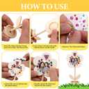 14 Sets DIY Paintable Wood Flowers Photo Holders, Mother's Day Crafts Wooden Flower Picture Frames, Spring Flower Pot Unfinished Wood Ornament with Gems Stickers for Painting Mothers Day Birthday Gift