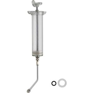 100ML Syringe with Drench Nozzle, Adjustable Dosage Detachable Drench Livestock Birds Feeding Syringe Gun for Cats Dogs Kitten Puppy Bunny Small Animals Newborn Pet Feeder Nursing Supplies (L-100ML)