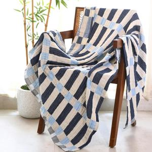 Folkulture Throw Blanket for Couch 50" x 60", 100% Recycled Cotton Couch Blanket and Throws for Chair, Boho Throws Blankets for Bed or Bed Throws for Sofa, Lightweight Throws (Winter Blue)