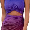 BTFBM Women 2025 Summer Sleeveless Casual Crewneck Bodycon Tank Dress Cutout Twist Slim Wrap Club Party Evening Dresses (Small, Tie Dye Purple Red)