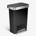 simplehuman 45 Liter / 12 Gallon Rectangular Kitchen Step Trash Can with Soft-Close Lid, Black Plastic (45L Rectangular)