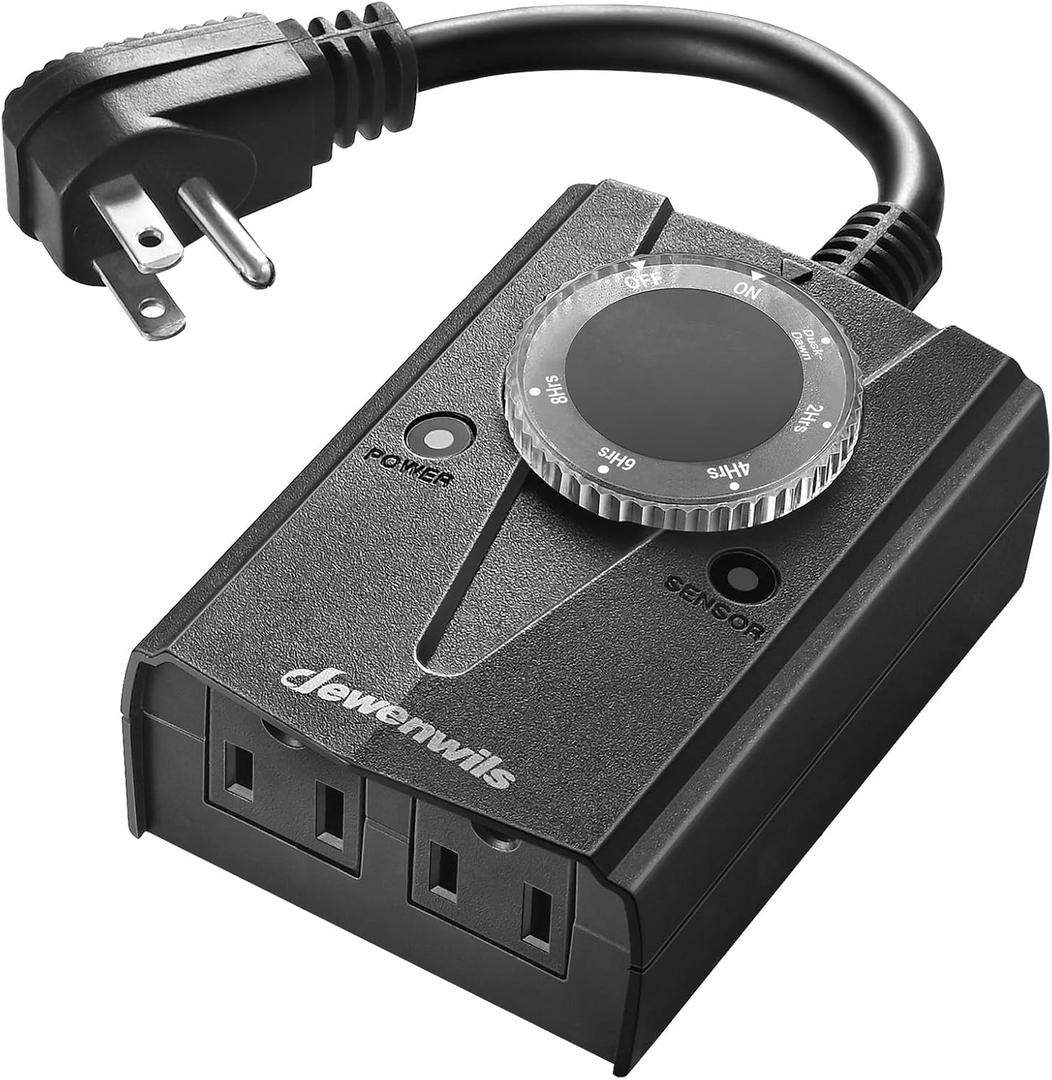 DEWENWILS Outdoor Light Timer Waterproof Christmas, Plug in Timer Switch, Electrical Outlets for Decoration Lights, String Lights, 15A 1/2HP UL Listed