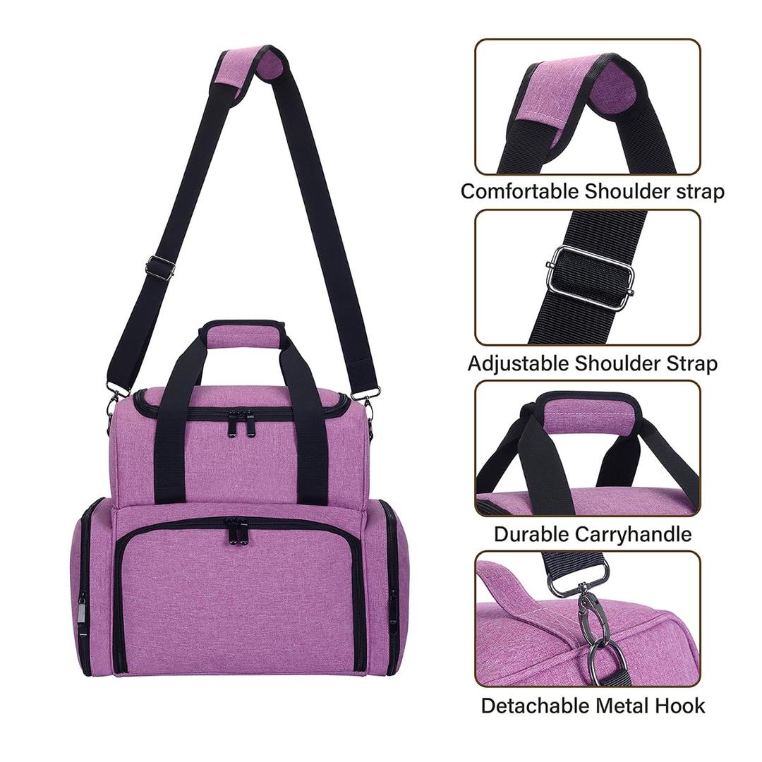 Nail Polish Organizer Holds 80 Bottles & Nail Art Lamp, Portable Large Capacity Storage with 2 Removable Storage Bags Suitable for Manicurists and Manicure Enthusiasts(Purple) (One Size Fits Most)