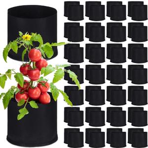 Zubebe 60 Pack Plant Grow Bags Bulk Garden Bags Aeration Grow Pots Heavy Duty Thickened Nonwoven Fabric Plant Pots Black Planting Container for Potato Tomato Vegetable Flower Fruits (5 Gallon)