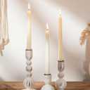 NUPTIO Taper Candle Holders Decor: Set of 3 Wooden Candlestick Holders Mantel Decor - Boho Farmhouse Rustic White