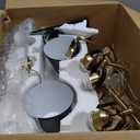 5-Lights Black and Gold Vanity Light, 40inch Modern Farmhouse Vanity Lights, Bathroom Light Fixtures Over Mirror with Hammered Metal Shade, Brushed Gold Wall Lamp for Bath Mirror Living Room Cabinet