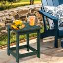 LZRS Square Patio Side Table, Heavy Duty HDPE Outdoor End Table with Wood Texture, Weatherproof Composite Table for Adirondack Chairs, Deck, Pool, Indoor/Outdoor, No Peeling or Cracking(Dark Green)