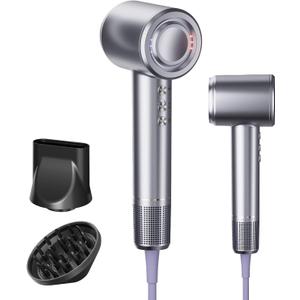 Hair Dryer with Diffuser,1500W Professional High Speed Ionic Blow Dryer for Fast Drying,Low Noise Thermal Control Hair Dryer for Curly Hair,Magnetic Nozzle,5 Temps,3 Speeds,for Home,Travel