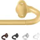 Gold Wrap Around Curtain Rods:5/8" Small Blackout Adjustable Window Curtain Rod for Bedroom Kitchen Apartment Renter Friendly,Room Darkening Curved Drapery Rods Easy Install,Brass Golden 28-60"