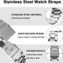 Stainless Steel Watch Band Quick Release Premium Brushed Matte Metal Watch Strap Bracelet 16mm 18mm 20mm 22mm 24mm Universal Stainless Steel Smartwatch Replacement Band Strap Men Women