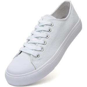 Canvas Shoes for Women Casual Low Top Sneakers Fashion Womens Tennis Shoes for Everyday Wear (11, White)