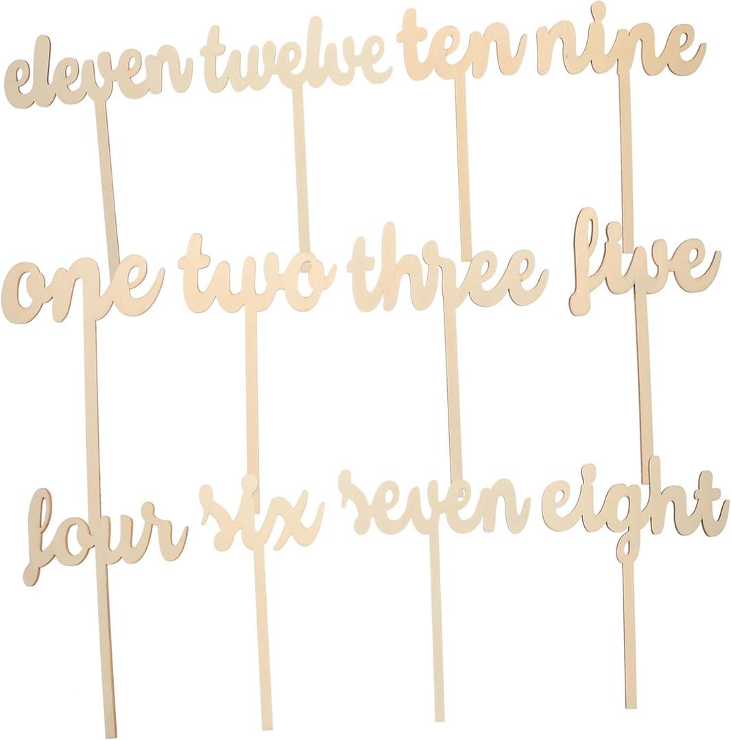 VICASKY 12pcs Wooden Table Holders Sticks for Weddings Home Decor Stylish Table Numbers for Reception Party Centerpieces Easy Use Assignments