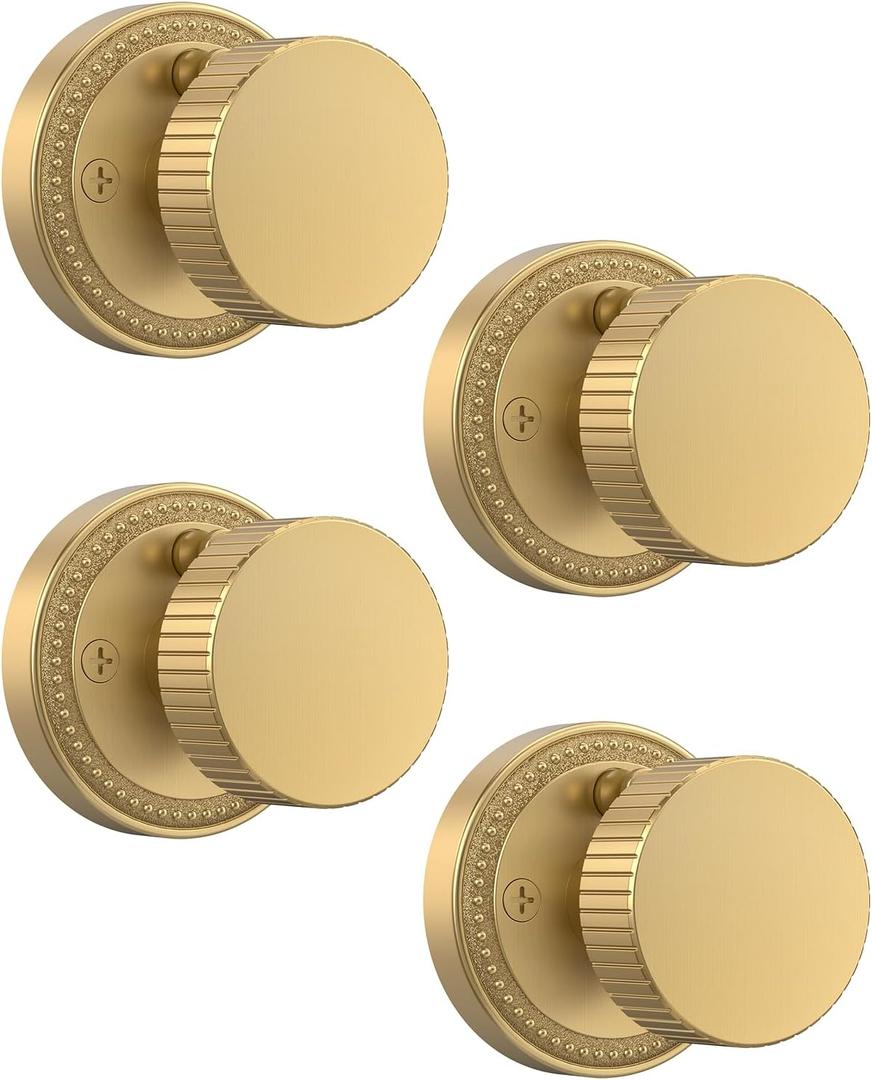Asidrama 4 Pack Champagne Bronze Privacy Door Knobs with Lock, Door Handles with Champagne Bronze Door Knobs Interior for Bedroom or Bathroom, Heavy Duty Door Lever for Left Right Sided Doors