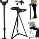 Walking Cane with Seat for Men & Women,Portable Cane Seat with Carry Bag,Lightweight Anti-Slip Walking Stick for Seniors & Adults,Foldable Adjustable Cane Chair for Travel Hiking (black)