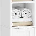 BEWISHOME Small Bathroom Cabinet, Narrow Storage Cabinet with Anti-Tip & Adjustable Shelves, Bathroom Organizers and Storage Cabinets for Small Spaces, 7.9" D x 7.9" W x 31.5" H, White YYG06W