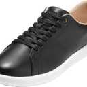 Cole Haan Women's Grand Crosscourt Leather Sneakers (7, Black Leather/White)
